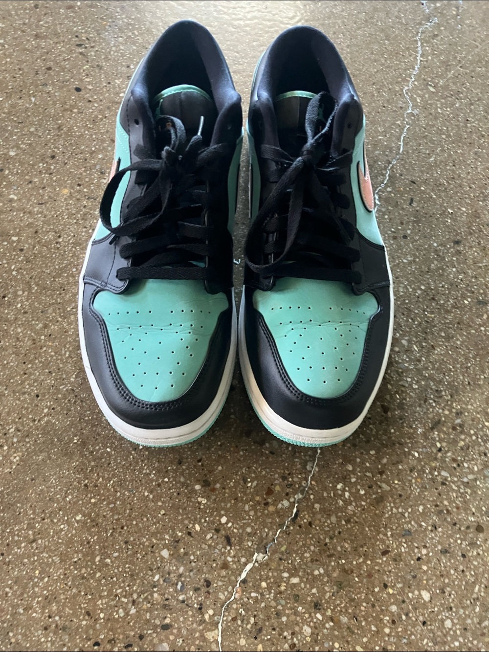 Jordan Sneakers in Teal, Black, and Pink Accent